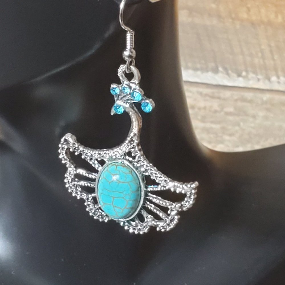Gianna - Genuine Turquoise and Sterling Silver Earrings - Picture 4 of 8